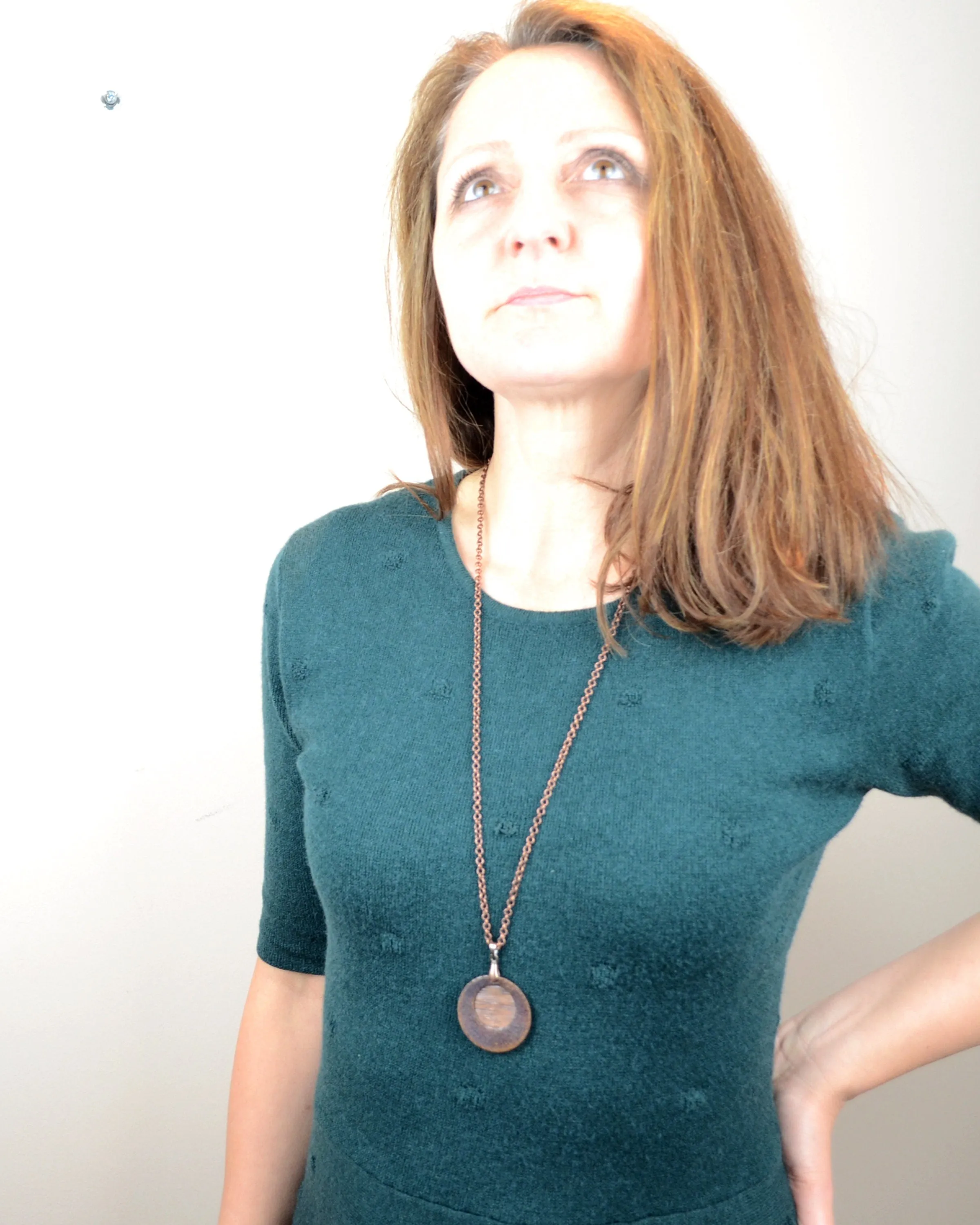 Statement hammered antique copper pendant, romantic gift for her