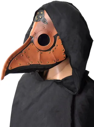 Steampunk Plague Doctor Black and Brown Leather Look Halloween Mask