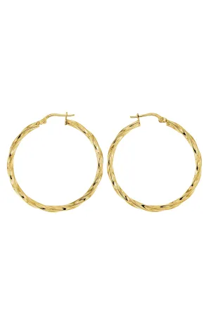 Sterling Silver Gold Plated Twist Creole Earrings