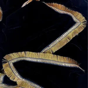 Striking Black Fringed Velvet Dupatta