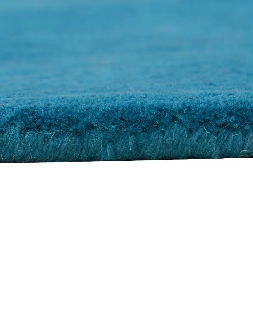 Striking Solid Blue Hand Tufted Wool Carpet