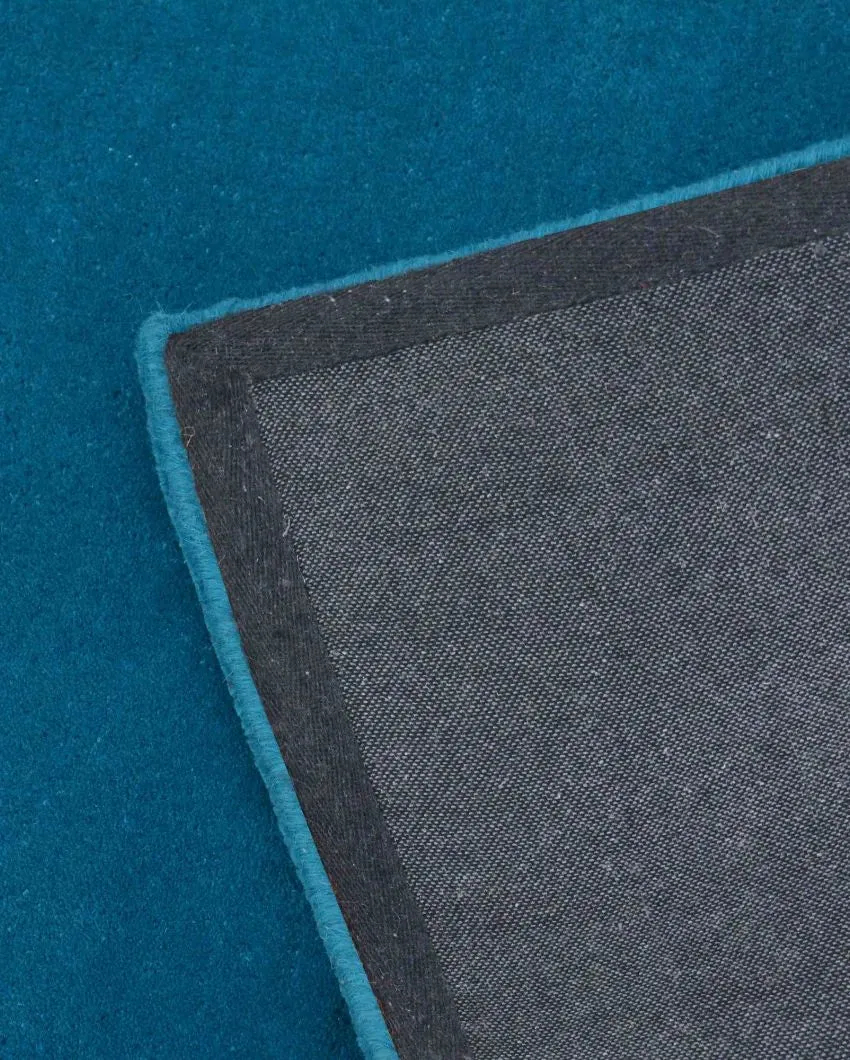 Striking Solid Blue Hand Tufted Wool Carpet