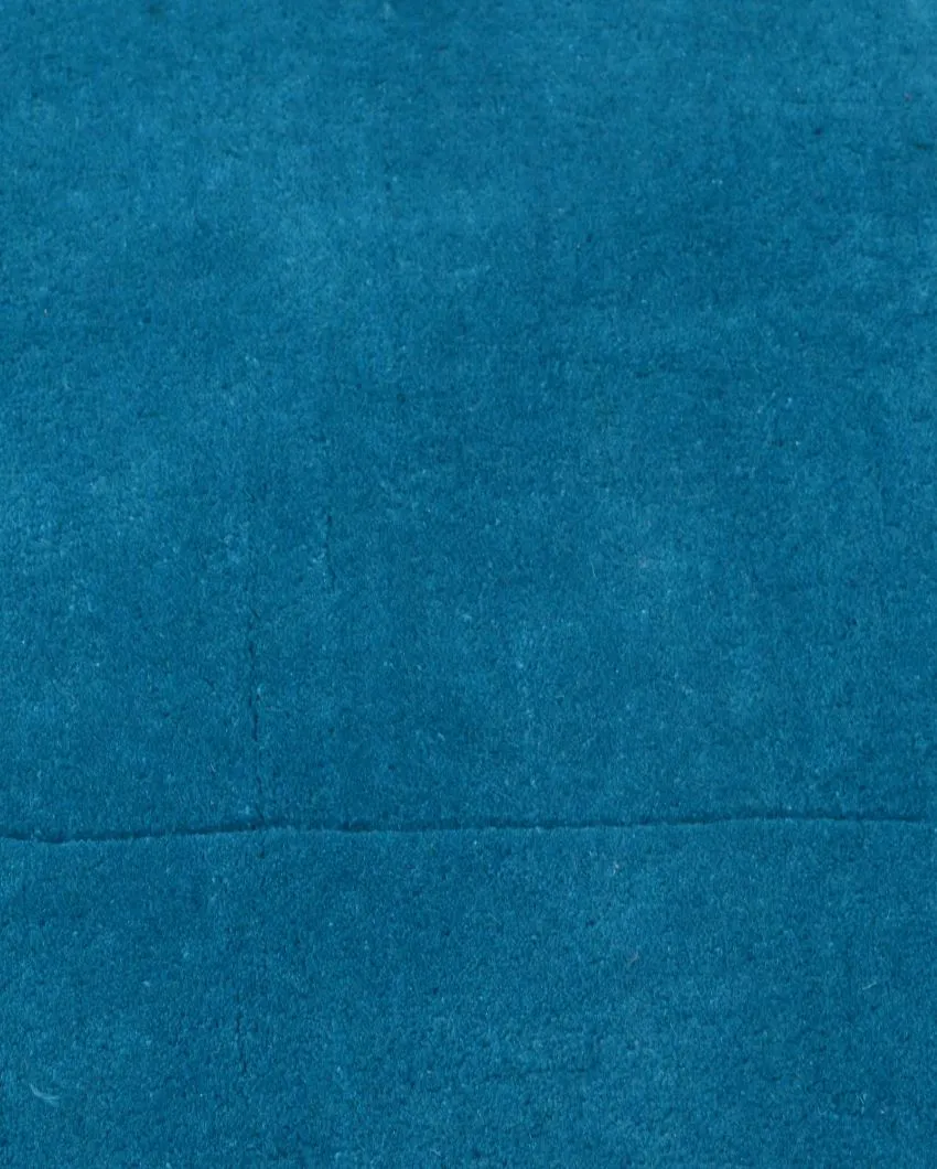 Striking Solid Blue Hand Tufted Wool Carpet