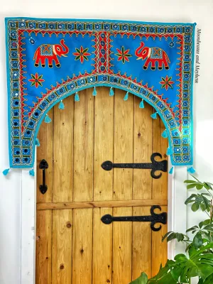 STRIKING TURQUOISE ELEPHANT DOOR TORAN