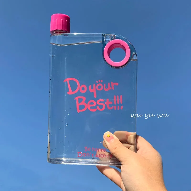 Stylish Flat Water Cup - Rectangular Frosted Sports Bottle