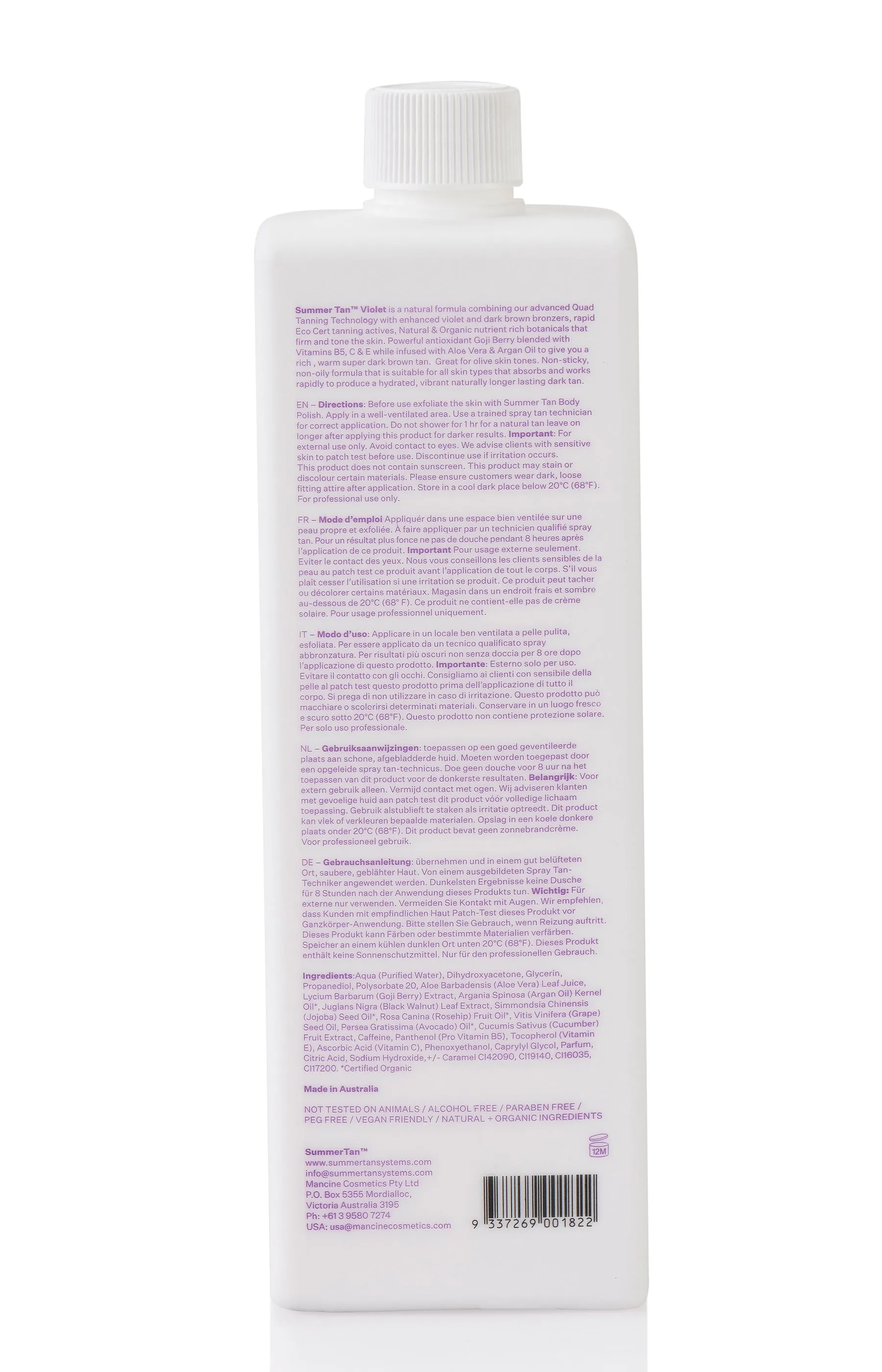 Summer Tan™ Professional / Violet Intense 14% Spray Mist / Ultra Dark 1 Litre