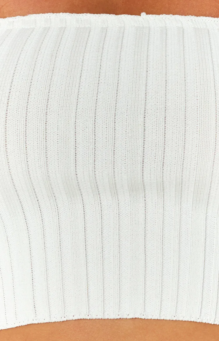Summertime White Knit Bandeau Top