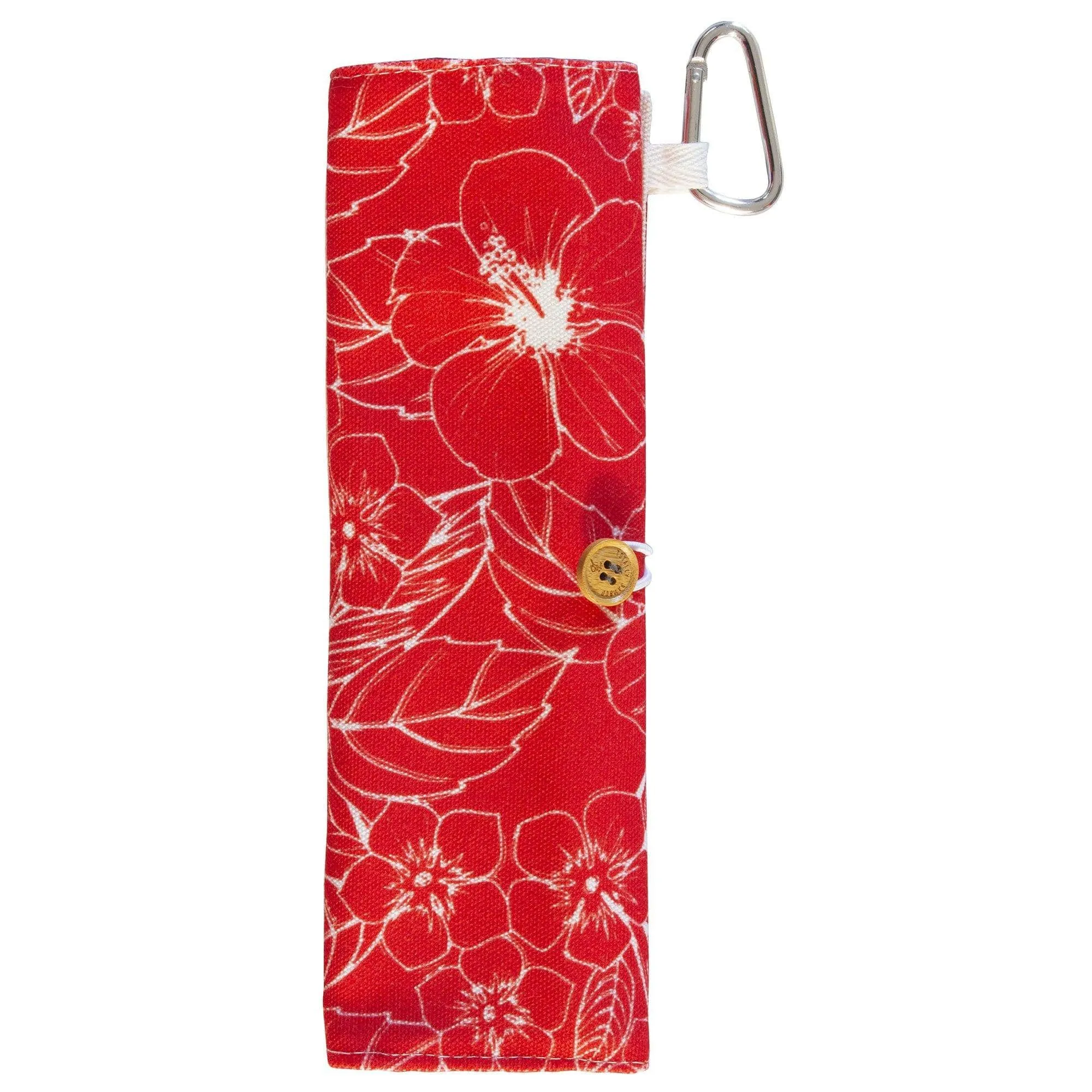 Take-Along Reusable Utensil Set with Hibiscus Travel Roll