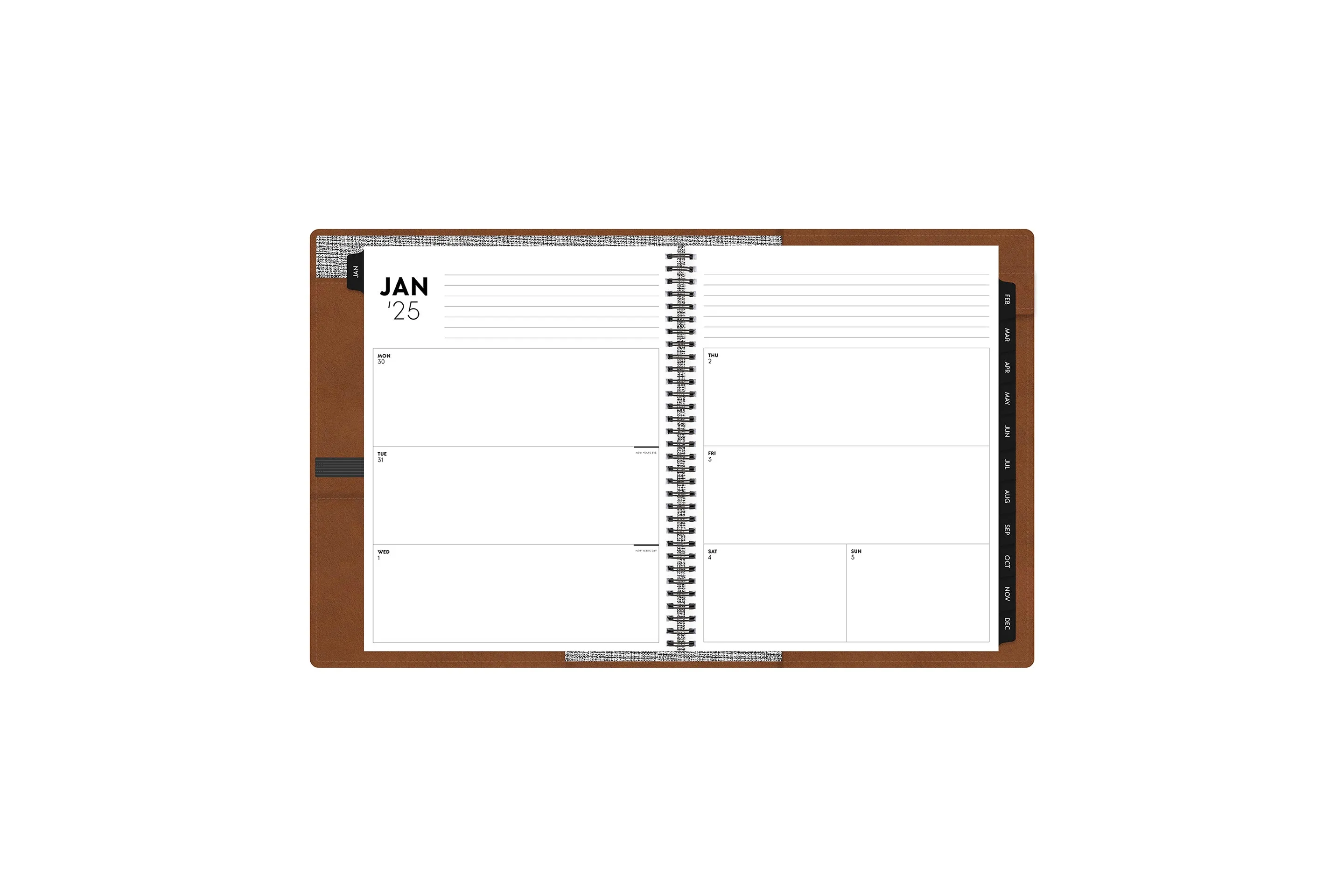 Tan 2025 Weekly Monthly 8.5x11 ASMBLD Padfolio   Planning Calendar