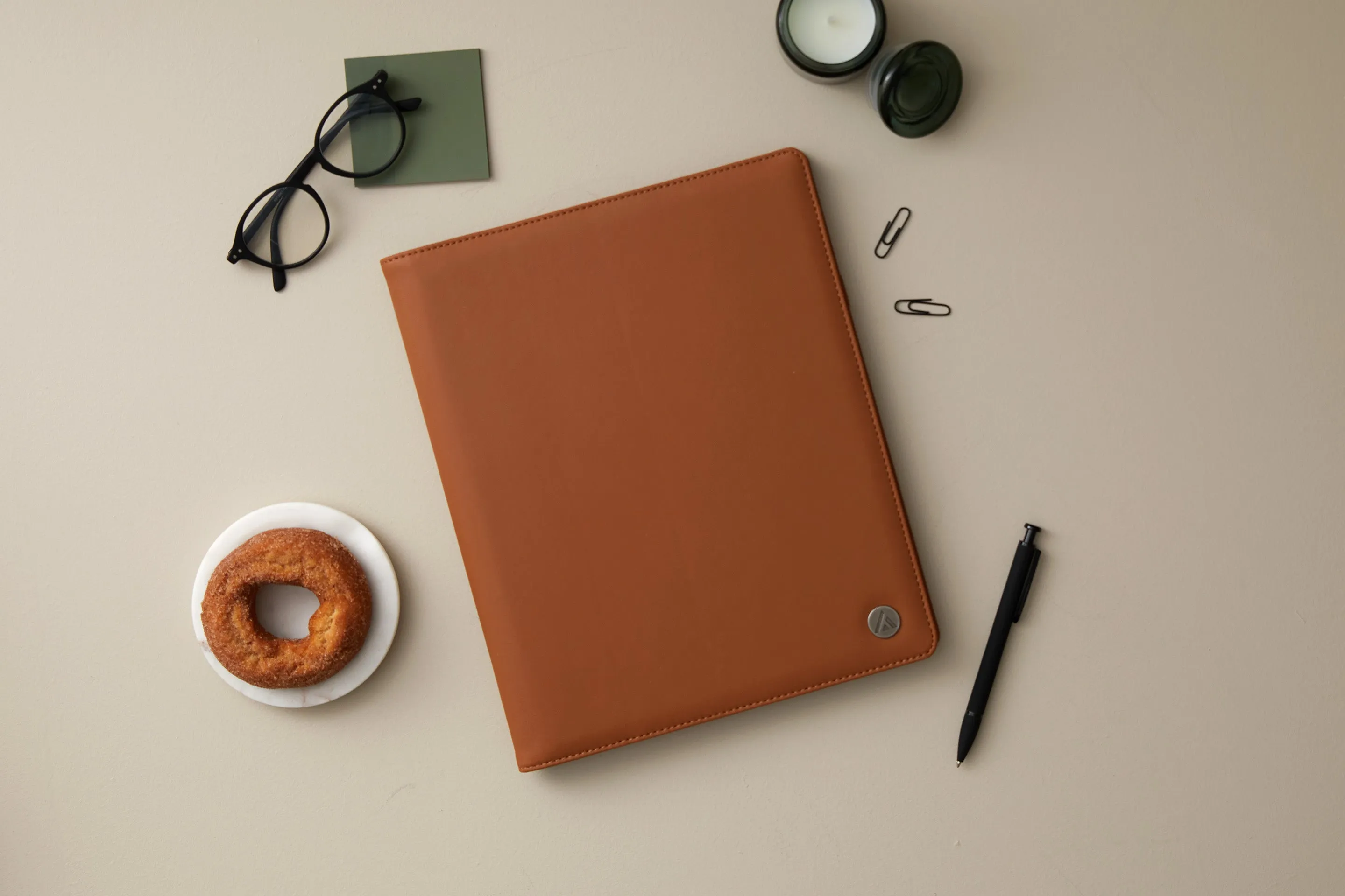 Tan 2025 Weekly Monthly 8.5x11 ASMBLD Padfolio   Planning Calendar