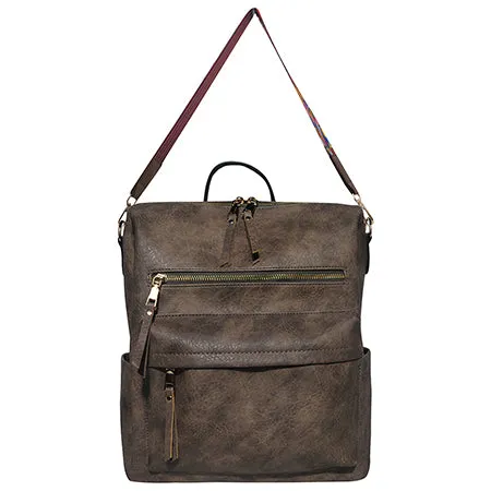 Taupe Gray Faux Leather NGIL Shoulder Backpack