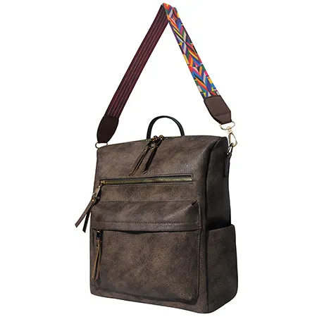 Taupe Gray Faux Leather NGIL Shoulder Backpack