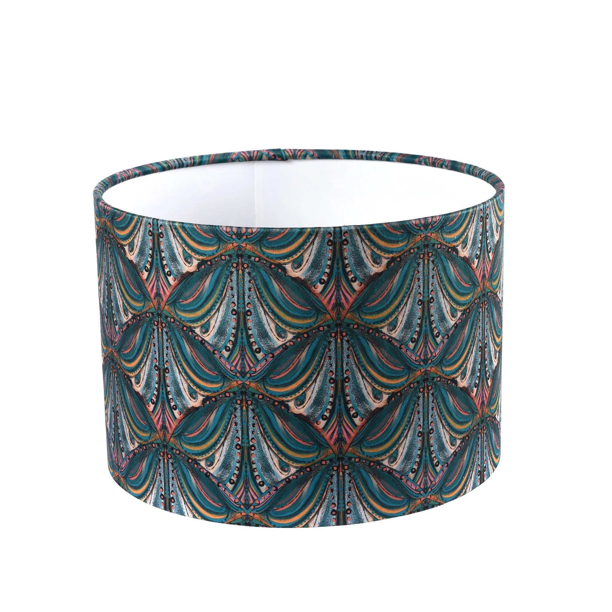Teal Mumbai Deco Velvet Drum Shade