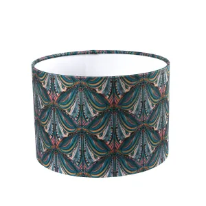 Teal Mumbai Deco Velvet Drum Shade