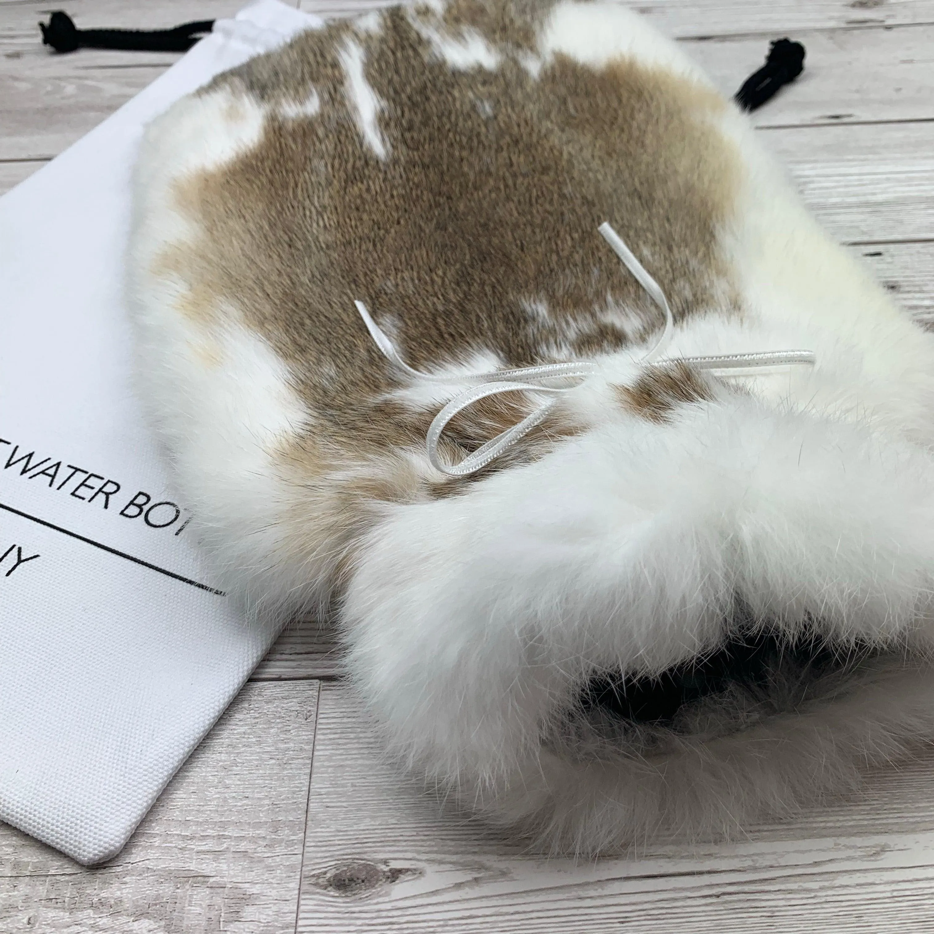 The Fur Hot Water Bottle Company | Rabbit Fur Luxury Hot Water Bottle | Sustainable Hot Water Bottle | Large - #237