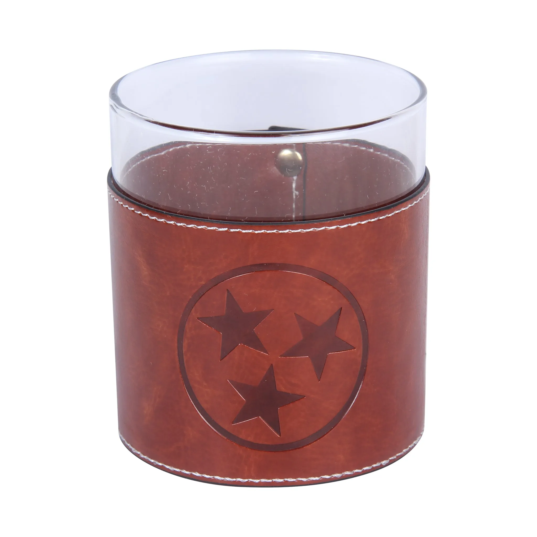Tri Star Faux Leather Rocks Glass