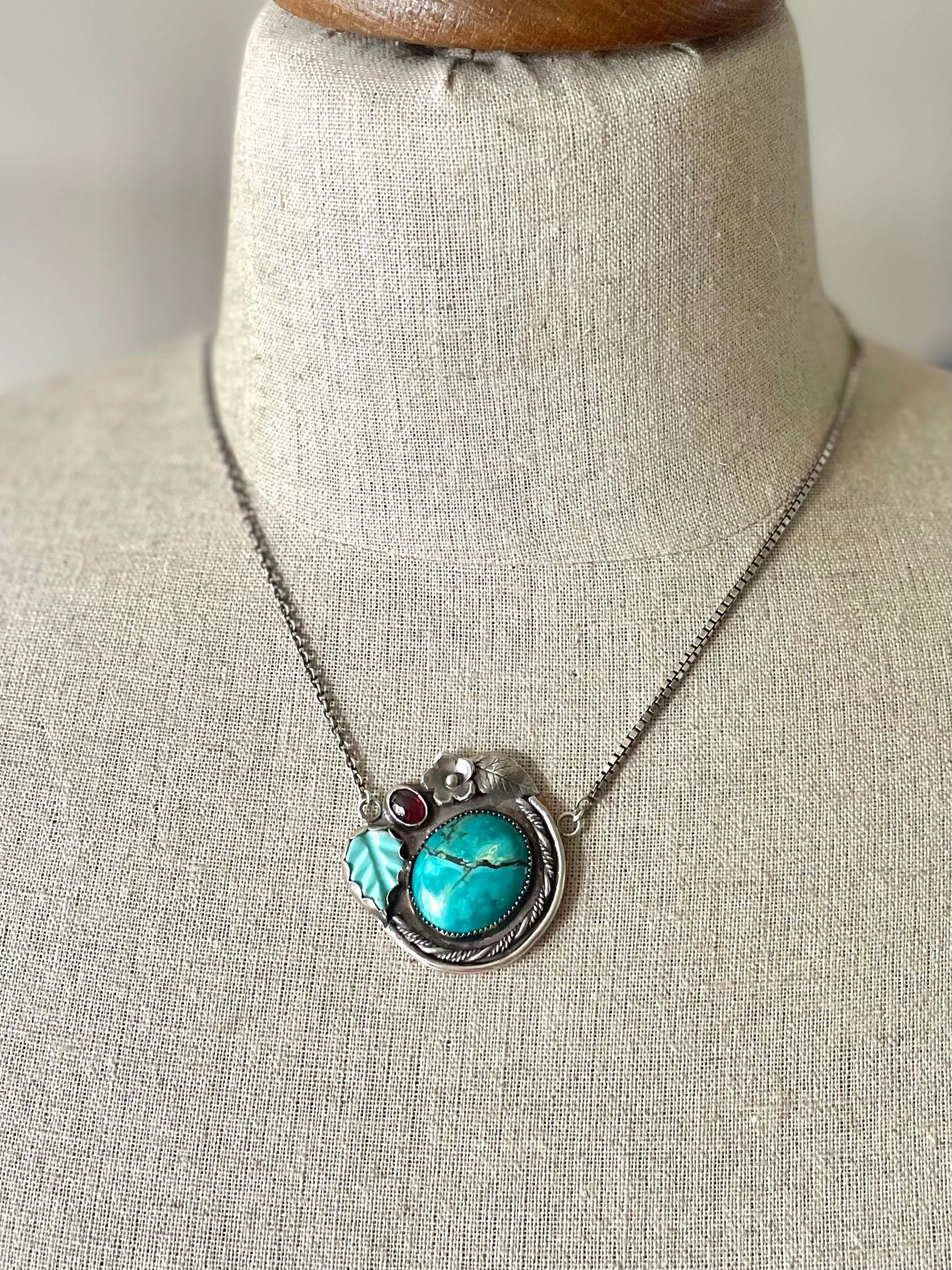 Turquoise and Garnet Statement Necklace with Secret Message