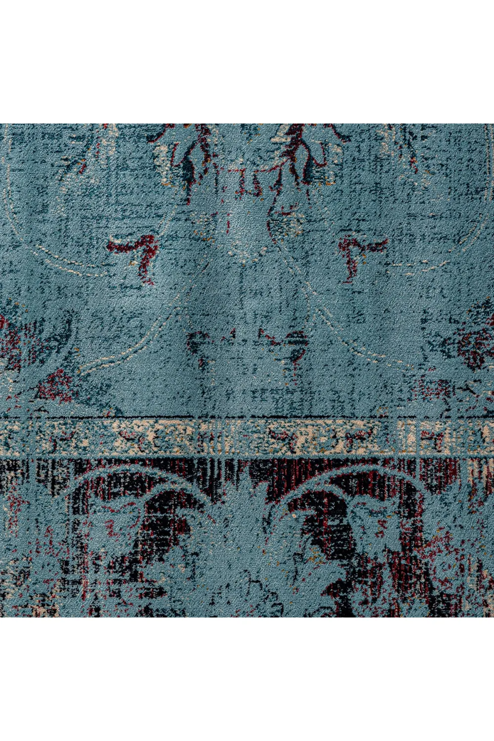 Turquoise Floral Area Rug 7'6" x 5' Suyay Rug