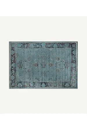 Turquoise Floral Area Rug 7'6" x 5' Suyay Rug