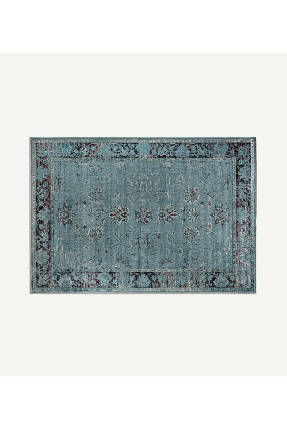 Turquoise Floral Area Rug 7'6" x 5' Suyay Rug