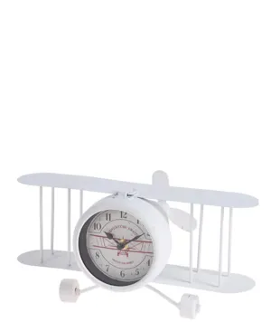 Urban Decor Retro Clock Airplane - White