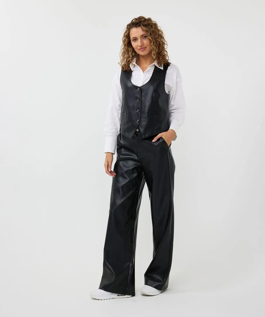 Vegan Leather Short Vest