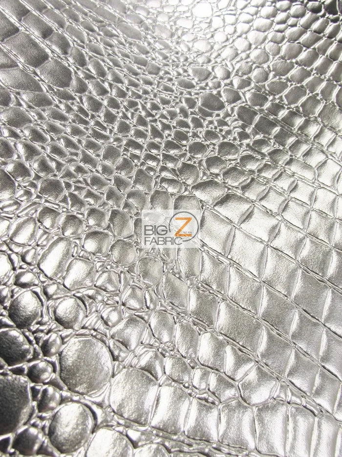 Vinyl Faux Fake Leather Pleather Embossed Shiny Alligator Fabric / Gold / By The Roll - 30 Yards