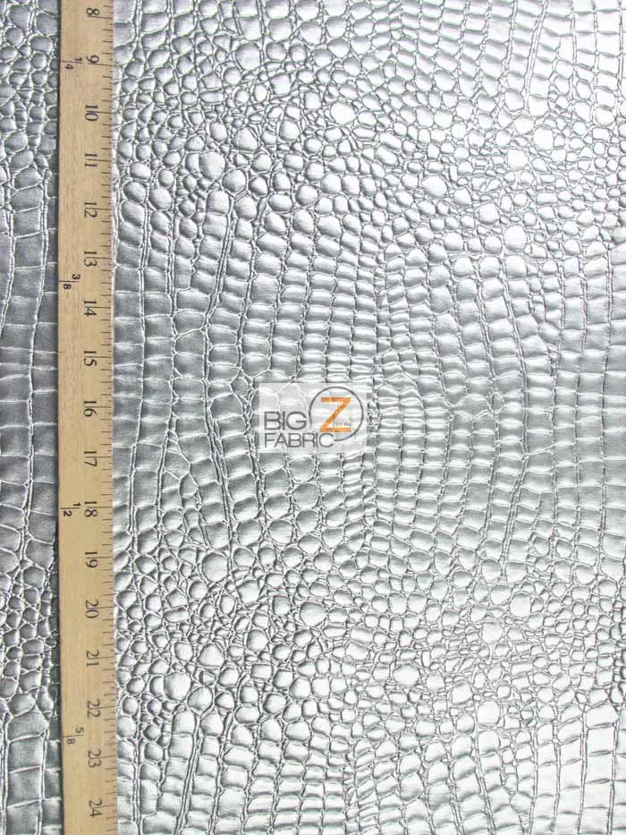 Vinyl Faux Fake Leather Pleather Embossed Shiny Alligator Fabric / Gold / By The Roll - 30 Yards
