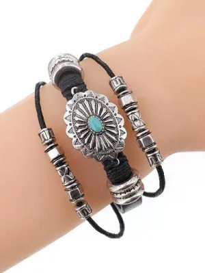 Western Faux Leather Concho Bracelet