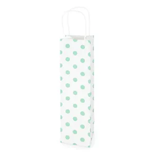 White Kraft Mint Dot 750ml Bottle Bag By Cakewalk