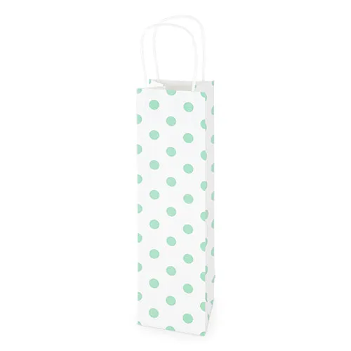 White Kraft Mint Dot 750ml Bottle Bag By Cakewalk
