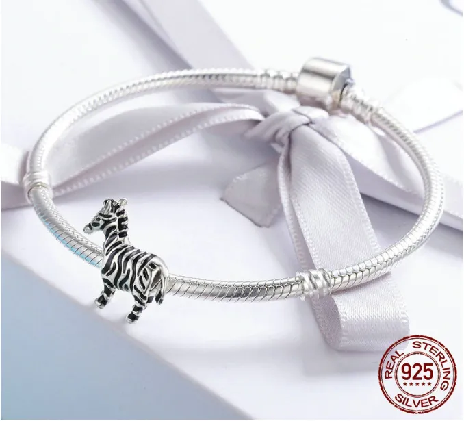 Wild Zebra Charm 925 Sterling Silver