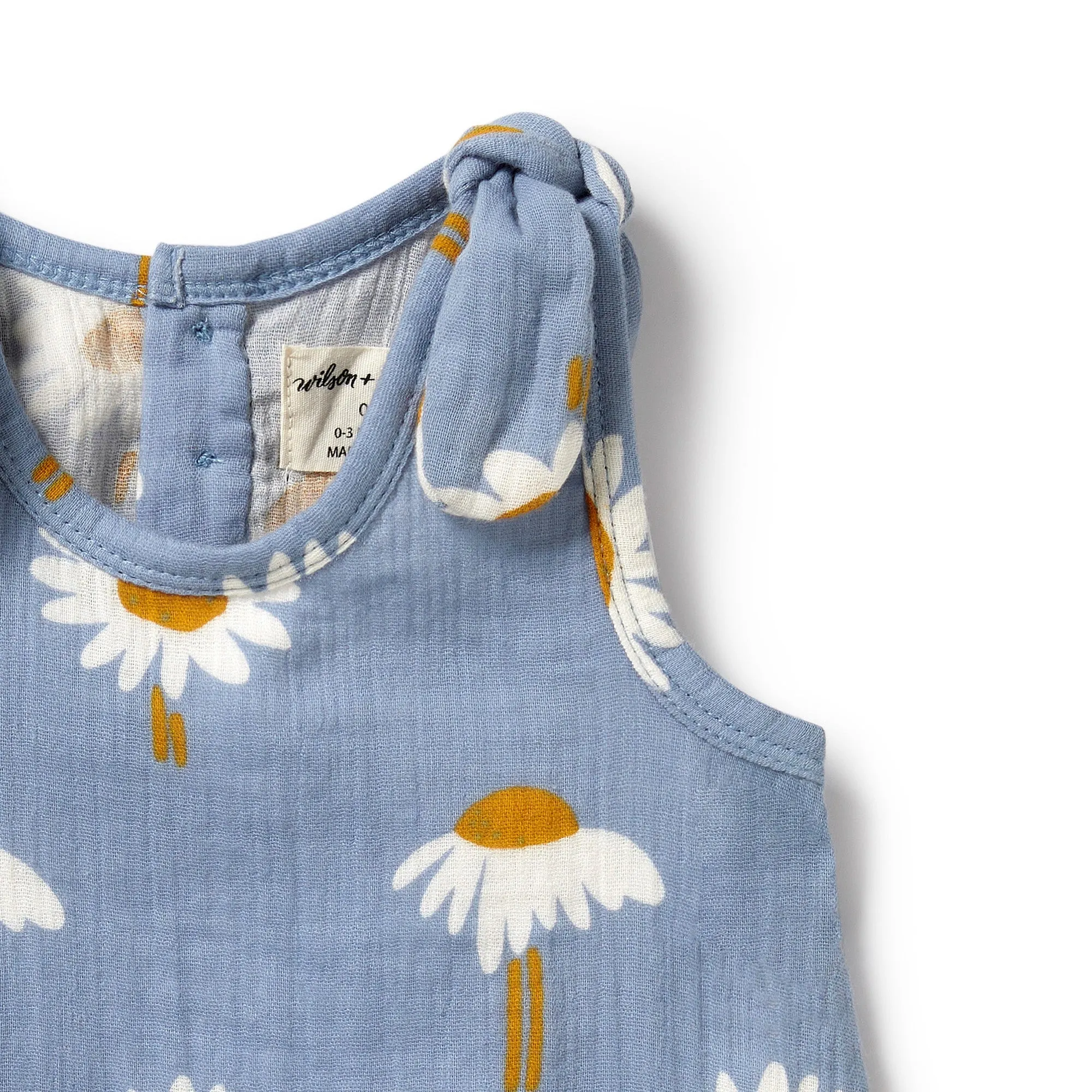 Wilson   Frenchy  Organic Crinkle Tie Playsuit - Daisy Floral