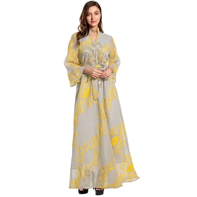 Wjczt Ramadan Eid Abaya Plus Size For Women Jalabiya Moroccan Kaftan Arabian Clothing Dubai Embroider Saudi Robe Muslim Evening Dress