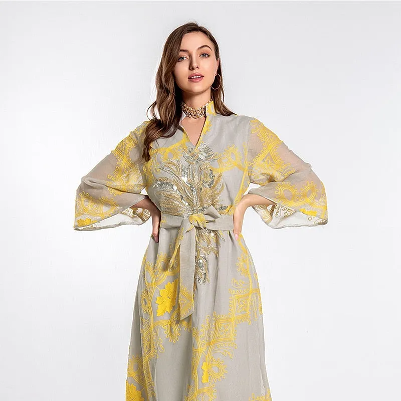 Wjczt Ramadan Eid Abaya Plus Size For Women Jalabiya Moroccan Kaftan Arabian Clothing Dubai Embroider Saudi Robe Muslim Evening Dress