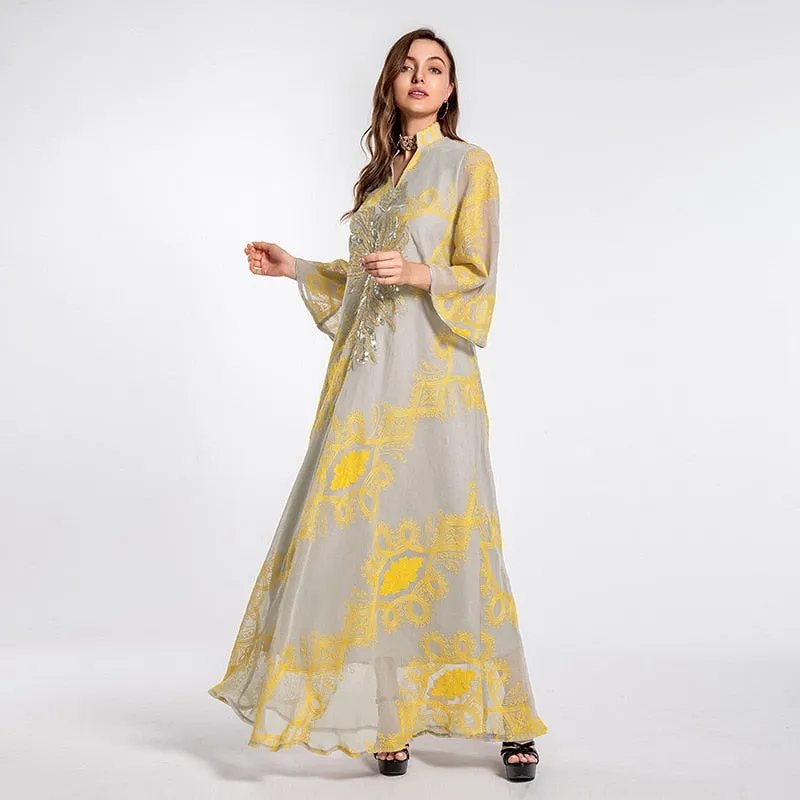 Wjczt Ramadan Eid Abaya Plus Size For Women Jalabiya Moroccan Kaftan Arabian Clothing Dubai Embroider Saudi Robe Muslim Evening Dress