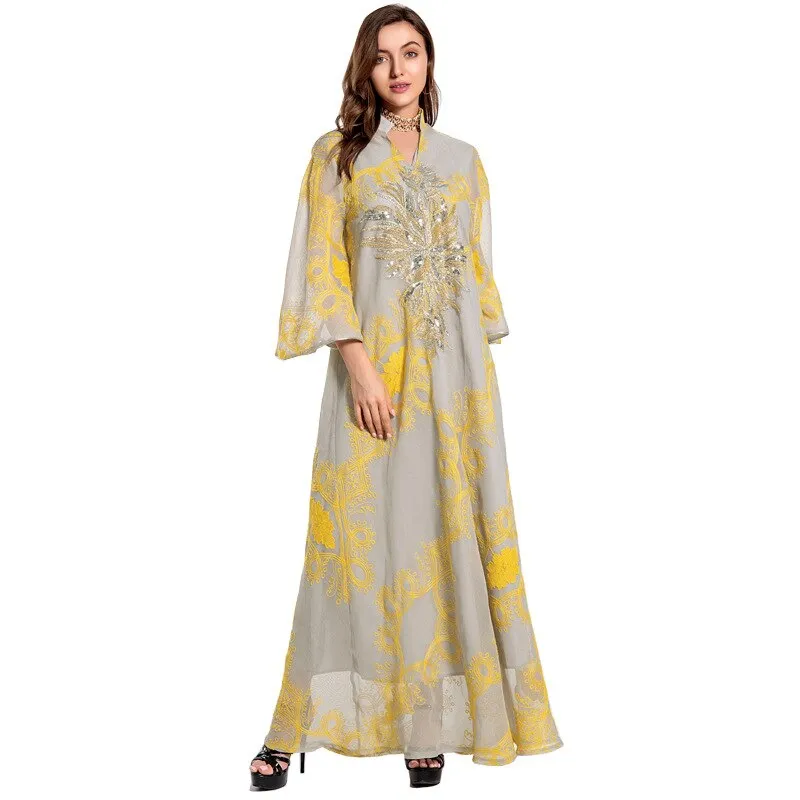 Wjczt Ramadan Eid Abaya Plus Size For Women Jalabiya Moroccan Kaftan Arabian Clothing Dubai Embroider Saudi Robe Muslim Evening Dress