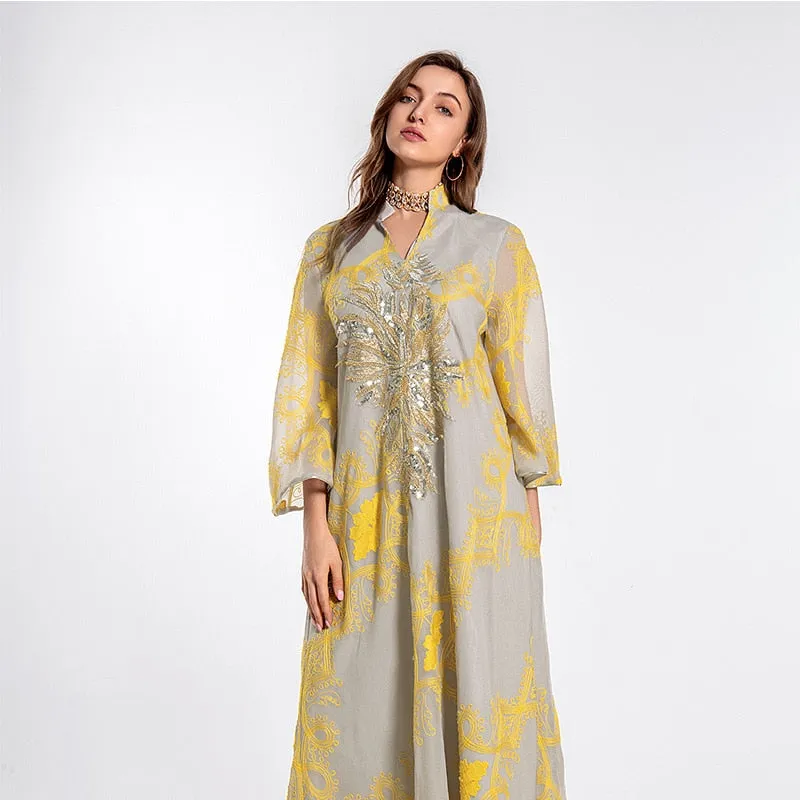 Wjczt Ramadan Eid Abaya Plus Size For Women Jalabiya Moroccan Kaftan Arabian Clothing Dubai Embroider Saudi Robe Muslim Evening Dress