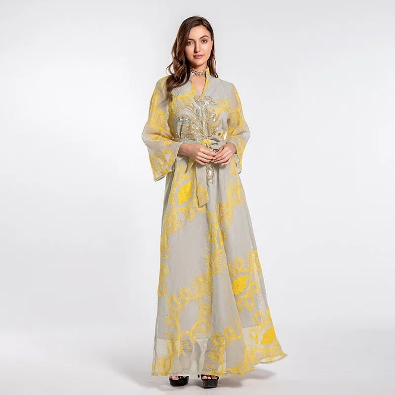 Wjczt Ramadan Eid Abaya Plus Size For Women Jalabiya Moroccan Kaftan Arabian Clothing Dubai Embroider Saudi Robe Muslim Evening Dress