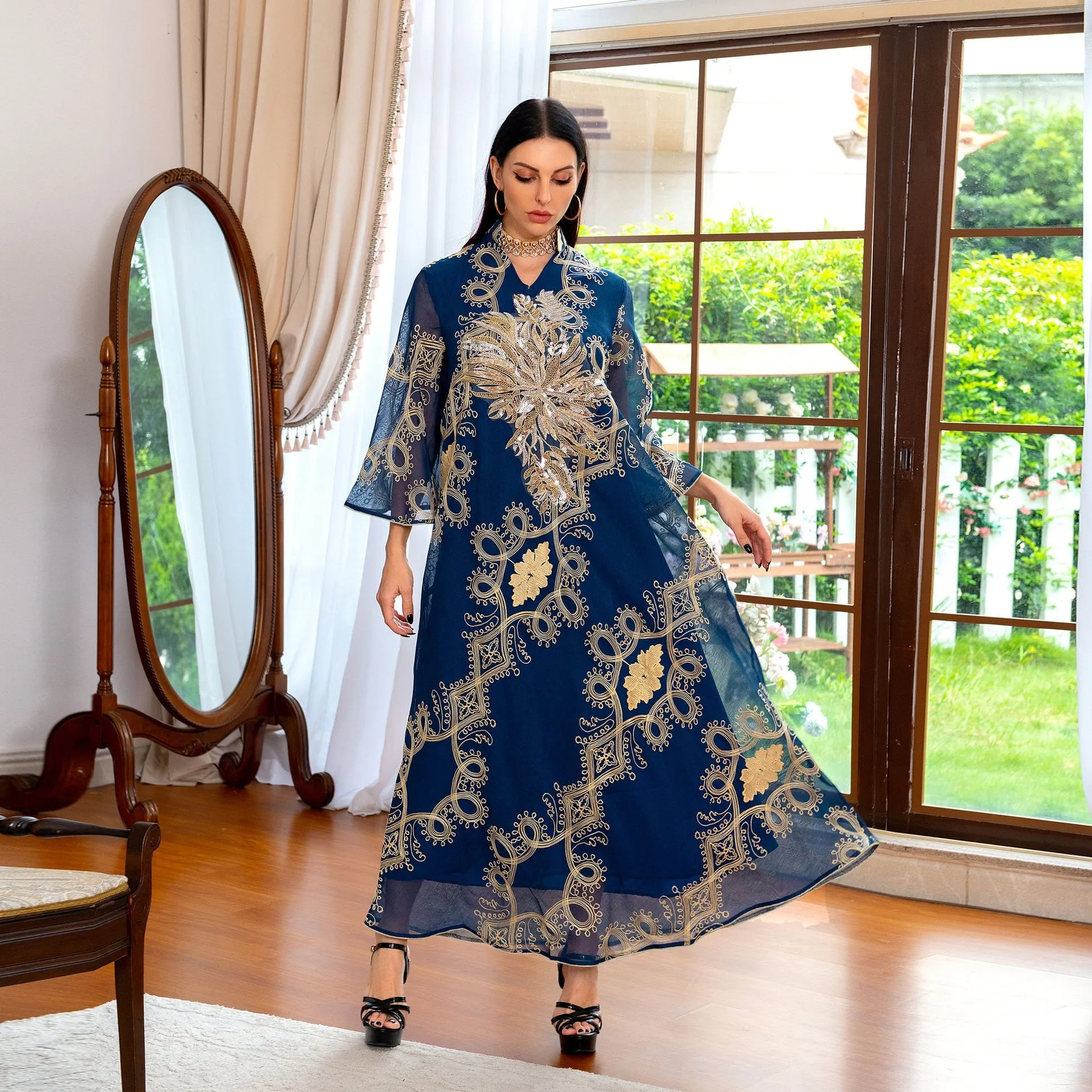 Wjczt Ramadan Eid Abaya Plus Size For Women Jalabiya Moroccan Kaftan Arabian Clothing Dubai Embroider Saudi Robe Muslim Evening Dress