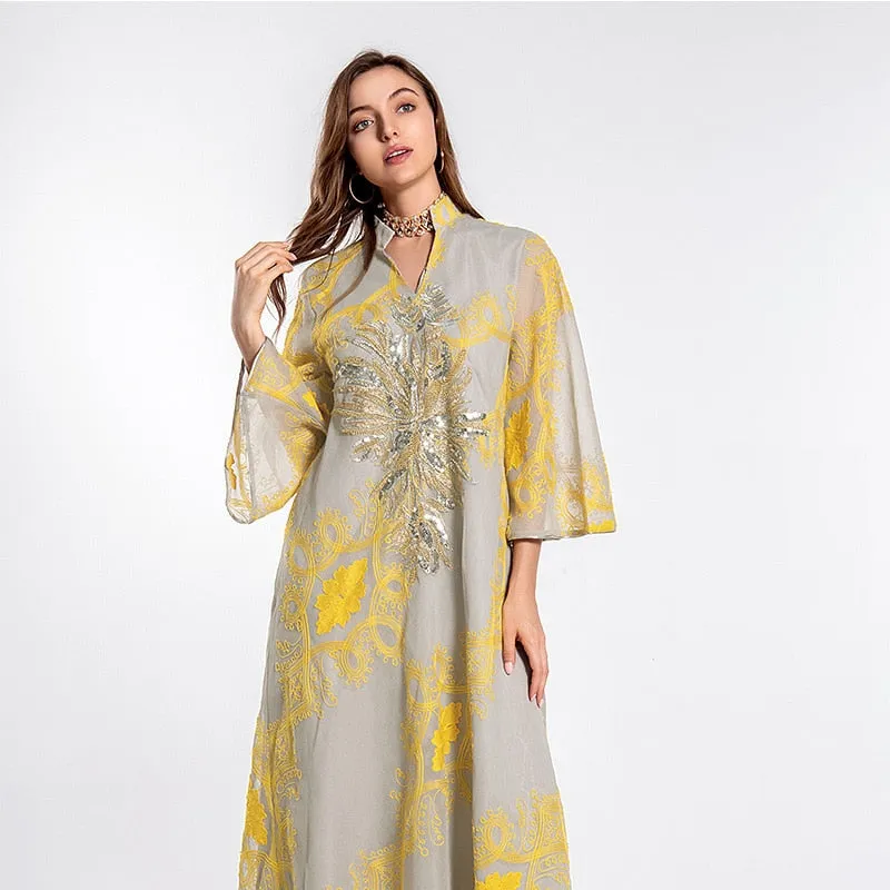 Wjczt Ramadan Eid Abaya Plus Size For Women Jalabiya Moroccan Kaftan Arabian Clothing Dubai Embroider Saudi Robe Muslim Evening Dress