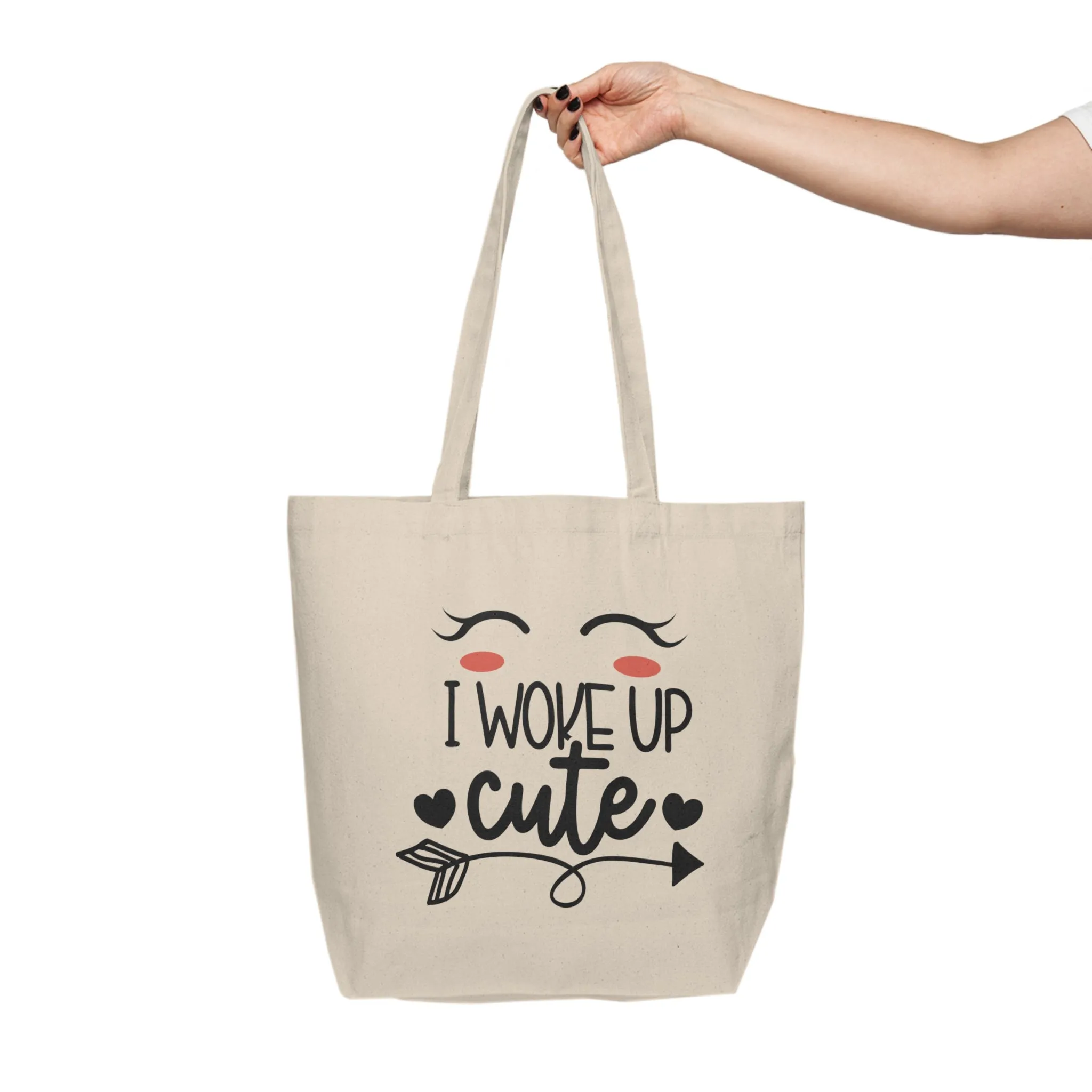 Woke Up Cute Canvas Big Tote Bag