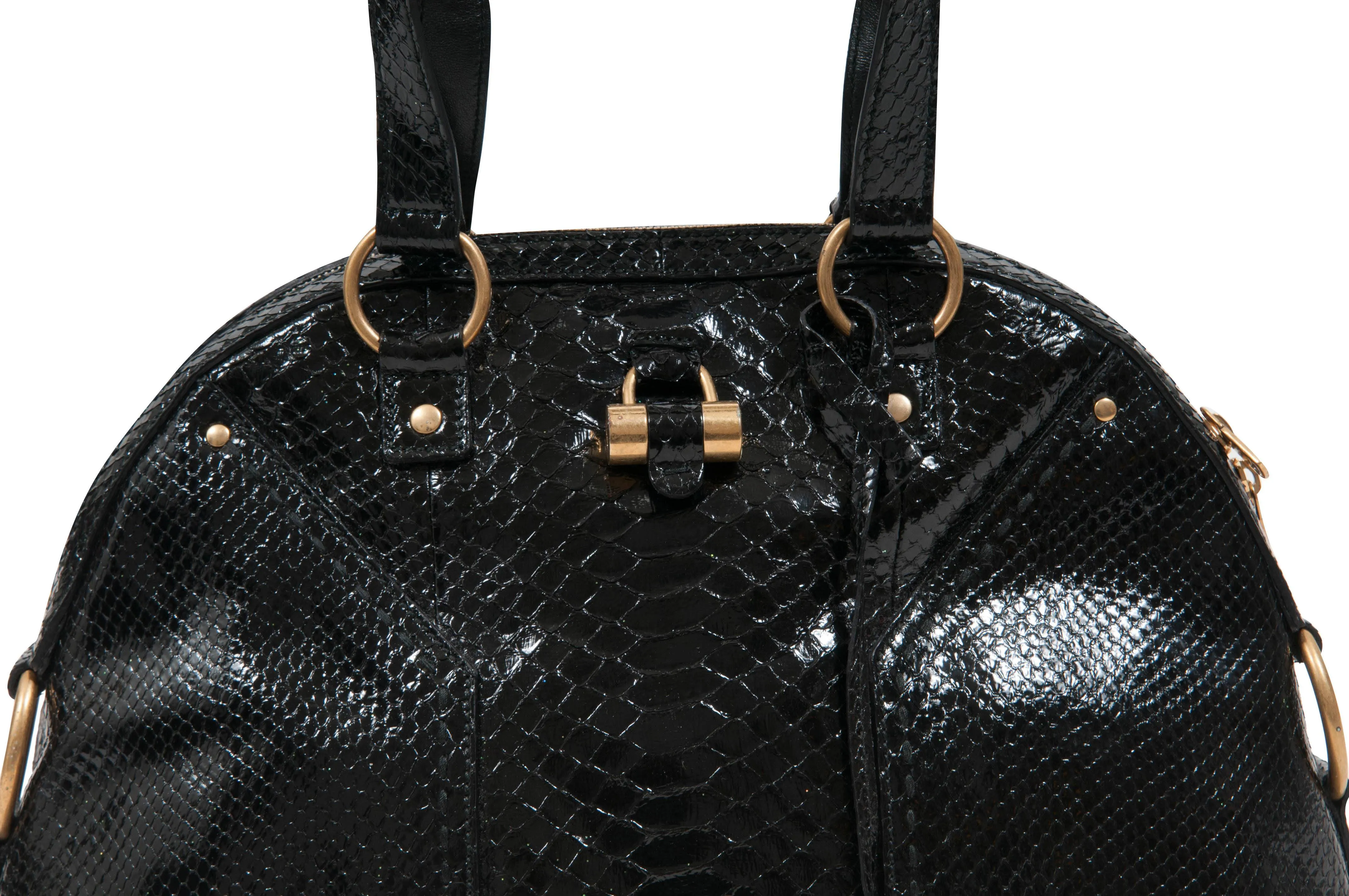 YSL Vintage Sac Muse Python Handbag Purse
